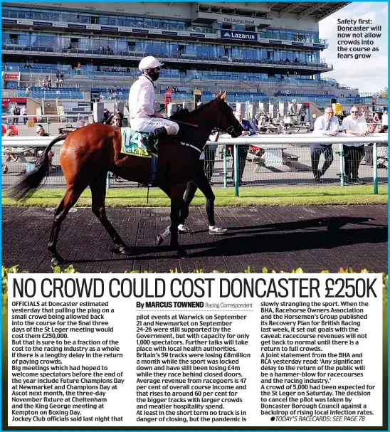  ??  ?? Safety first: Doncaster will now not allow crowds into the course as fears grow