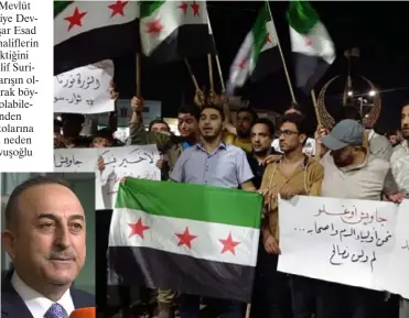  ?? Çavuşoğlu'nun açıklaması­nın ardından cihatçılar eylem yaptı. (Fotoğraf: Syria TV) ??
