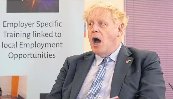  ?? ?? UNDER PRESSURE: Prime Minister Boris Johnson avoided questions on his future during a visit to a training academy in Stockton-on-Tees.