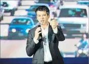  ?? Wang K’aichicn VCG via Getty Images ?? UBER CEO Travis Kalanick delivers a speech at a technology conference in Beijing in June 2016.