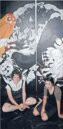  ??  ?? Night owls: Members of the public can watch artists Ruth Robertson-taylor and Chloe Reweti at work in Pataka’s graffiti-busting exhibition Work in Progress.