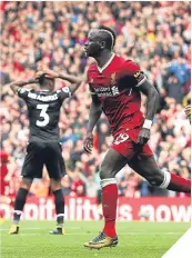  ??  ?? Liverpool’s Sadio Mane celebrates.