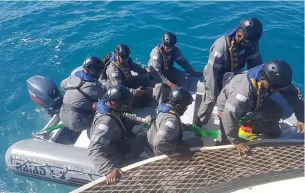  ?? Photo: CPO Shane Ridley ?? Republic of Fiji Military Forces navy personnel were onboard the RFNS Kikau conducting boarding ops training in Cairns Australia.