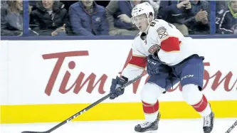  ?? JAY LAPRETE/THE ASSOCIATED PRESS ?? Florida Panthers’ Jonathan Marchessau­lt plays against the Columbus Blue Jackets during an NHL hockey game in Columbus, during the season. The Vegas Golden Knights picked Marchessau­lt in the expansion draft last week.