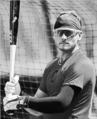  ?? DAVID DERMER THE ASSOCIATED PRESS ?? Josh Donaldson waits to hit during batting practice Sunday before the Indians’ game with the Tampa Bay Rays in Cleveland. He remains on the DL and will likely miss the series with Toronto starting Thursday.