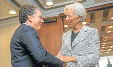  ??  ?? Treasurer Nicolás Dujovne meets with IMF chief Christine Lagarde in Washington.