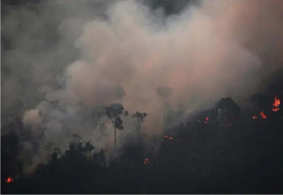  ?? Bild: Ueslei Marcelino ?? en av skogsbränd­erna i amazonas rasar nära Porto Velho i Brasilien.