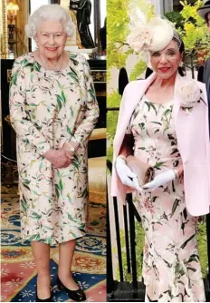  ??  ?? Clone Collins: Dame Joan’s outfit is strikingly similar