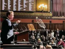  ?? Dan Nowak / Hearst Connecticu­t Media ?? Gov. Ned Lamont offers his biennial state budget proposal on Wednesday in Hartford.