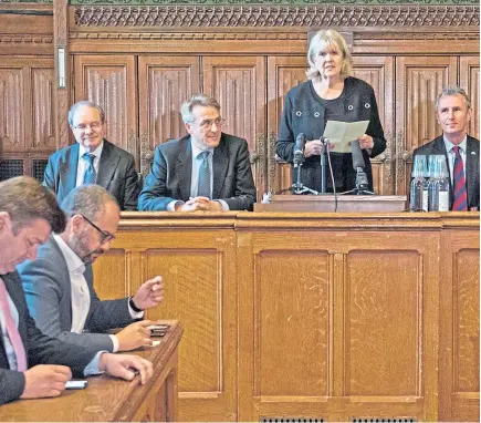  ?? Pictures: PA. ?? Left: Geoffrey Clifton-Brown, Charles Walker, Dame Cheryl Gillan, Nigel Evans and Bob Blackman night’s live television debate.