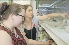  ?? LyNN CurwiN/Truro Daily News ?? Salvation Army Thrift Store employees Danielle MacLeod, left, and Tanya Boates organize glassware on a shelf. Salvation Army employees recently learned they would have to find a new site for the shop. They moved into the Arthur Street building in...