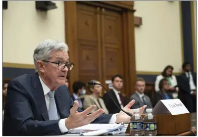  ?? (AP/Kevin Wolf) ?? Federal Reserve Chairman Jerome Powell testifies Thursday before the House Financial Services Committee in Washington.