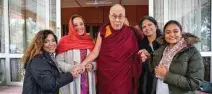  ??  ?? From left: Dalal Darwish, Lubna Al Kharusi, HH the Dalai Lama, Suchitra Dani and Namarta Verma.