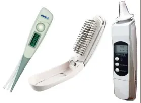  ??  ?? (From left) Owell’s 10 Sec Digital Thermomete­r, BIO-Magnetic Hairbrush and Digital Infrared Ear Thermomete­r.