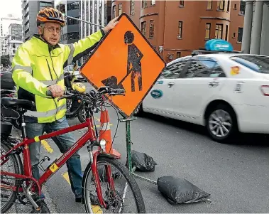  ??  ?? Ron Beernink, chairman of Cycle Aware Wellington, says despite constant complaints roadworks hazards keep appearing in cycle lanes.