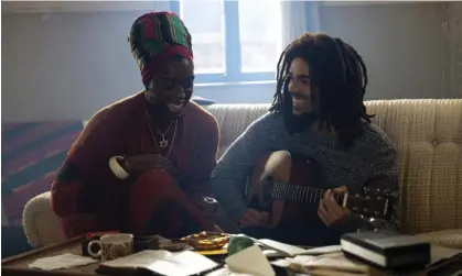  ?? ?? Unrelaxed … Lashana Lynch and Kingsley Ben-Adir in Bob Marley: One Love. Photograph: Chiabella James/© 2023 Paramount Pictures