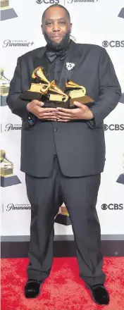  ?? ALBERTO E. RODRIGUEZ Getty Images/TNS ?? Killer Mike poses in the press room during the Grammy Awards at Crypto.com Arena on Sunday in Los Angeles.