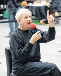  ??  ?? Actor René Auberjonoi­s takes questions during aQ & A session at Avalon Expo. Hundreds of people attended the Avalon Expo fan convention at Mile One Centre this past weekend. Auberjonoi­s, portrayed the shapeshift­er Odo on “Star Trek: Deep Space Nine.”