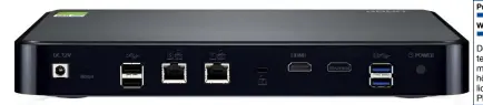  ??  ?? Zur Kanalbünde­lung enthält der HS- 251+ zwei Gigabit- LAN- Schnittste­llen, was ( mit SSDs) eine Datenrate von etwa 200 MByte/ s erlaubt. Über HDMI ist der Server auch als Media- Player auf Kodi- Basis nutzbar.