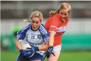  ?? EOIN NOONAN/ SPORTSFILE ?? Cork’s Roisin Phelan (right) – here in action against Ciara McAnespie of Monaghan – will backbone the Rebelettes’ defence against Dublin tomorrow