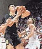  ?? RUSZKOWSKI/USA TODAY SPORTS FILE TREVOR ?? Purdue and center Zach Edey, second from right, split two games in the 2021-22 season against Indiana.