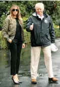  ??  ?? Trump and Melania depart the White House to visit Texas on Tuesday.