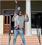  ??  ?? Napier surfer Shon Turfrey with daughter Ava.