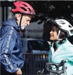  ??  ?? Taking a breather: Jeremy Corbyn and wife Laura Alvarez