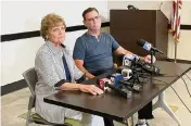  ?? Miramar police ?? Diane Reeves and her son Paul speak at a press conference July 15, 2021 in Miramar.