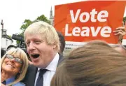  ?? ANDREW PARSONS/ASSOCIATED PRESS ?? Advocate to exit Europe Boris Johnson poses for a selfie photo with voters during a whistle stop tour of the country on the final day of campaignin­g before Thursday’s EU referendum vote, in Selby, north England, on Wednesday.