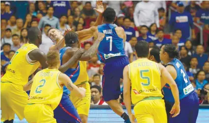  ?? AP FOTO ?? NEW SQUAD. Gilas Pilipinas will have to come up with replacemen­ts for the suspended players, including naturalize­d Filipino Andray Blatche for the next game in the Fiba qualifiers. Chot Reyes was also suspended and fined P535,000.