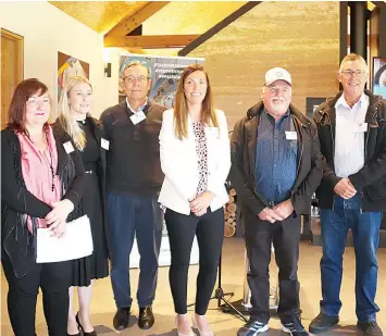  ?? ?? West Gippsland Progress Associatio­n committee members at the launch. (from left) Jenny Crossland, Victoria Green, Robert Green, Erin Polson, Barry Crees, and Tony Morgan.