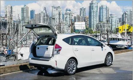  ??  ?? The Toyota Prius V hybrid, recently purchased by Four Seasons Vancouver Head Chef Ned Bell, will have plenty of cargo space in the back for transporti­ng food items around the city.