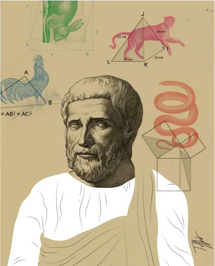  ?? ILLUSTRATI­ON TIFFET ?? La douceur de Pythagore envers les animaux est très souvent évoquée, que ce soit chez Platon, Ovide ou Sénèque. On dit que le philosophe évitait de leur faire du mal, qu’il déplorait la violence envers eux.