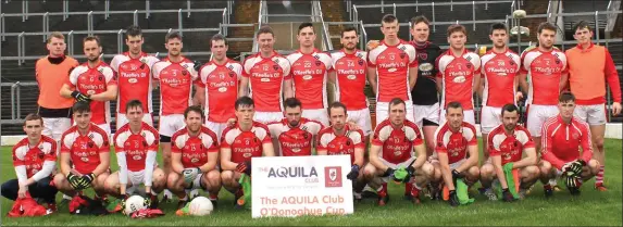  ?? Photo by Michelle Cooper Galvin ?? Rathmore team who defeated Gneeveguil­la in the East Kerry O’Donoghue Cup Semi-final at Fitzgerald Stadium, Killarney on Saturday.