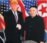  ??  ?? SHAKEDOWN Trump &amp; Kim