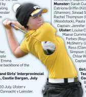  ??  ?? Girls’ Interprovi­ncial Teams Connacht: Ada Bowler (Lucan), Katie Coleman (Galway Bay), Vicki