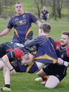  ??  ?? Locking horns W/D and Stewartry renewed their old rivalry