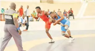  ??  ?? Nigerian wrestlers competing at the last edition of the National Sports Festival in Abuja