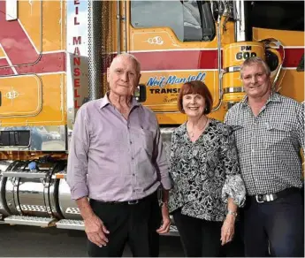  ?? Photo: Bev Lacey ?? LEGACY BUSINESS: Neil and Fay Mansell with their son Robert at the announceme­nt of the company’s 600th truck on Saturday.