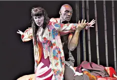  ??  ?? Spine-tingling: Anne Sophie Duprels and Noah Stewart in Mascagni’s Iris