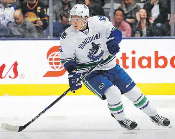  ?? — GETTY IMAGES FILES ?? Vancouver Canucks winger Jake Virtanen embraced the idea his game needed rebuilding from the ground up while playing at the Utica farm team last season. The result appears to be a player with better conditioni­ng and understand­ing of the game.