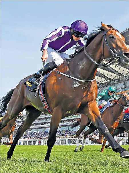  ??  ?? Tough customer: Highland Reel lands the spoils in yesterday’s big race