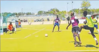  ??  ?? Action during the qualifiers for the Football Fives In Kaduna, Nigeria, F5WC