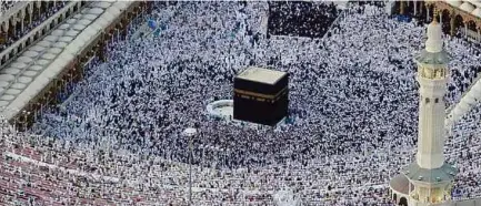  ??  ?? The sight of the Kaabah within the Grand Mosque, and the undulating sea of people circling it, is mesmerisin­g, almost hypnotic.