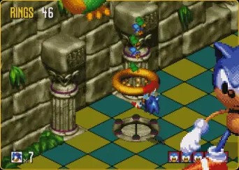  ??  ?? » [Mega Drive] Once five Flickies are freed Sonic can dunk them in a hoop and teleport away.