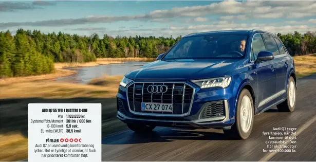  ??  ?? Audi Q7 tager førertrøje­n, når det kommer til dyrt ekstraudst­yr. Den har ekstraudst­yr for over 400.000 kr.