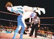  ?? Film Movement ?? MEXICAN gay wrestling hero Cassandro (top) in action in a scene from Marie Losier’s documentar­y.