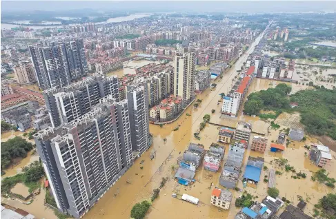  ?? ?? A submerged area is seen in Qingyuan City, south China’s Guangdong Province, yesterday. — CFP