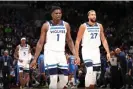  ?? Photograph: David Sherman/NBAE/Getty Images ?? Anthony Edwards (1) and Rudy Gobert (27) of the Minnesota Timberwolv­es walk on the court during an October game against the Oklahoma City Thunder.